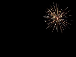Fototapeta premium Darkened backdrop with brilliant firework flash, flash, night sky
