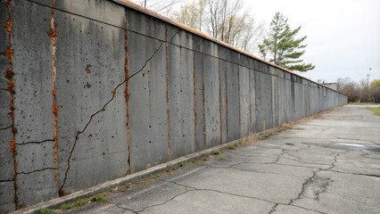 Dark grey cement wall with rust stains and cracks, drywall texture, abandoned building, faded paint