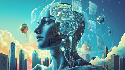 Balancing ai ethics, intellectual property, and business innovation: harmonizing technological advancements with human creativity and copyright safeguarding. Harmonic. Illustration