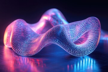 Fototapeta premium Abstract wavy shape glowing with futuristic digital texture