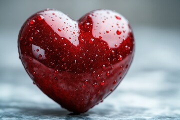 Fototapeta premium A bold red heart on a clean, solid background, radiating simplicity and passion. A versatile design for Valentine’s Day themes. Banner with space for text