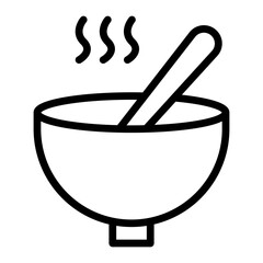 Soup Bowl Vector Line Icon Design