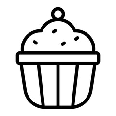 Cupcake Vector Line Icon Design