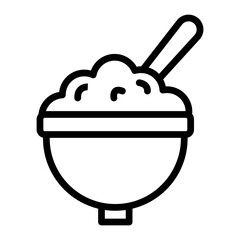 Rice Bowl Vector Line Icon Design