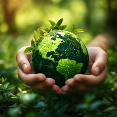Green Earth Illustration: Hands Holding Planet