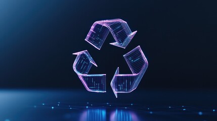 Fototapeta premium Digital representation of a recycling symbol in vibrant colors.