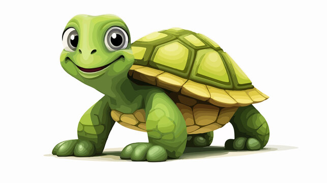 Funny Cartoon Turtle Vector Illustration on White Background for Children's Book Cover Design