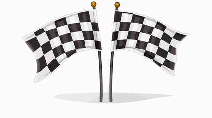 Checkered Race Flag on White Background - Symbol of Finish Line, Competition, Sports Events
