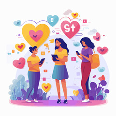 Fototapeta premium Women interacting on social media platform for professional networking