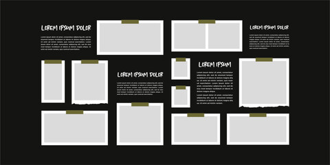 Pictures or photos frame collage. comics page grid layout abstract photo frames and digital photo wall template