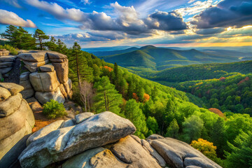 Rocky Overlook of a Forested Valley