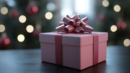 Warm-toned gift box with bokeh background