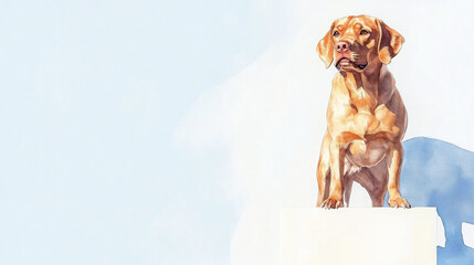 Watercolor Dog on Podium for National Underdog Day