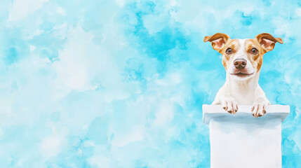 Watercolor Dog on Podium for National Underdog Day