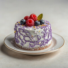  beautiful gourmet small cake on a white background, without a plate 