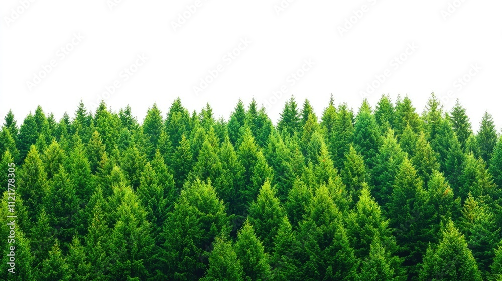 Poster scots pine forest with white background for renewable energy concept and customizable text space