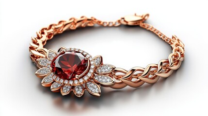 Luxurious Garnet and Diamond Necklace with Elegant Design