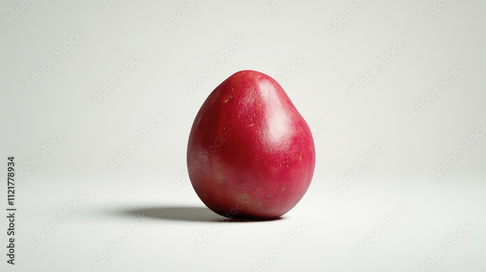 Poster unusually shaped red potato tuber displayed on a clean white background highlighting its unique form