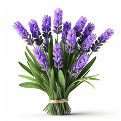 Fototapeta premium Fresh Bunch of Lavender Isolated on White Background 