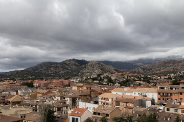 Fototapeta premium A breathtaking view of the city of Manzanares el Real, Spain, as seen from the top of the Old Castle