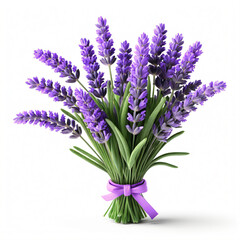 Fototapeta premium Fresh Bunch of Lavender Isolated on White Background 
