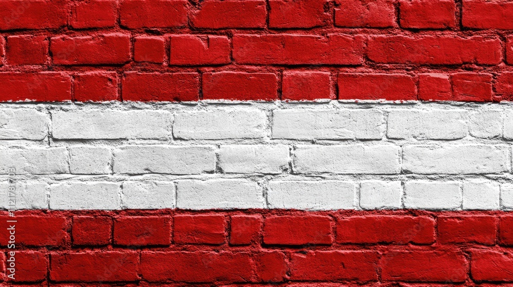 Poster red brick and white concrete wall texture creating a vibrant industrial background for creative desi
