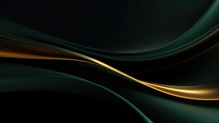 Abstract Green Gold Swirling Wave Design