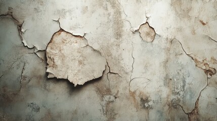 Naklejka premium Aged cracked wall with peeling paint creating a distressed textured background for renovation or repair themes