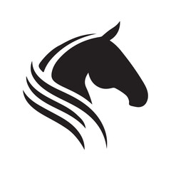 Stylish Horse silhouette vector Logo,  Magic Cute unicorns silhouettes, white stars, clouds. Stylish icons,vintage, background, horses tattoo. Hand drawn vector illustration, outline black