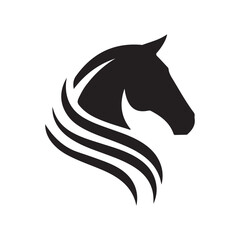 Stylish Horse silhouette vector Logo,  Magic Cute unicorns silhouettes, white stars, clouds. Stylish icons,vintage, background, horses tattoo. Hand drawn vector illustration, outline black