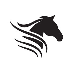 Obraz premium Stylish Horse silhouette vector Logo, Magic Cute unicorns silhouettes, white stars, clouds. Stylish icons,vintage, background, horses tattoo. Hand drawn vector illustration, outline black
