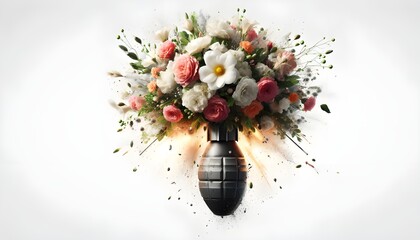 flowers are bursting out of the grenade