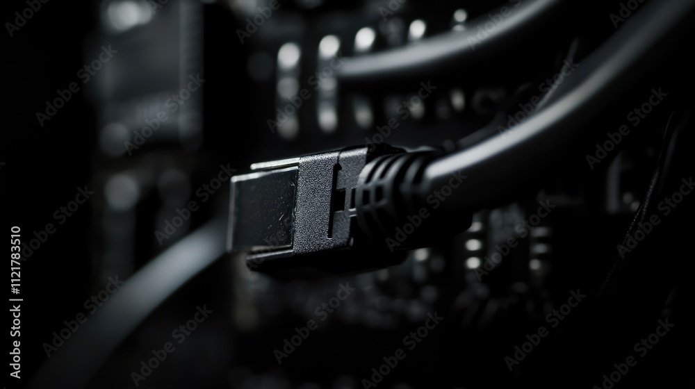 Poster close-up of sata cable connected to a 2.5-inch hdd against a dark background showcasing technology i