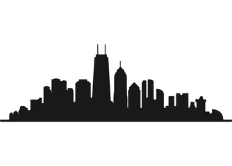 Naklejka premium A black colour city silhouette vector design