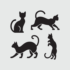 black cat set silhouette vector design in white background.