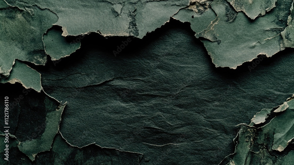 Poster textured dark green kraft paper backdrop with torn edges and ample copy space for creative mockups a