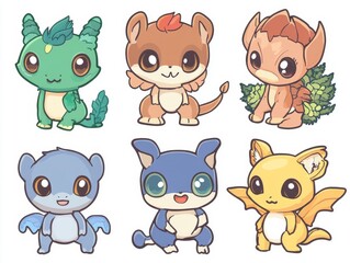 Fototapeta premium Cute Cartoon Animals Vector Set for Kids