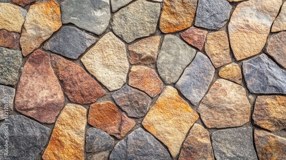 Poster granite cobblestone pavement texture in perspective showcasing an abstract pattern of irregular ston