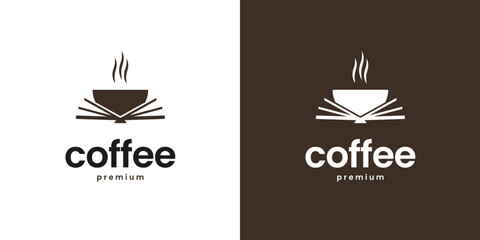 Coffee and book logo design for cozy cafes and literary gathering spaces concept vector symbol illustration