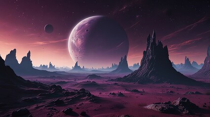 Here are a few options for your stock photo description, all under 200 characters:

**Option 1 (Focus on atmosphere):**

> Alien landscape