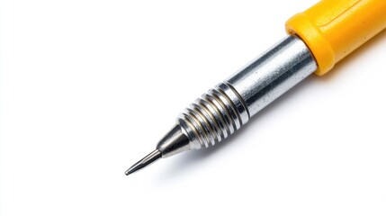Naklejka premium Precision screwdriver with interchangeable bit isolated on a clean white background showcasing its design and functionality