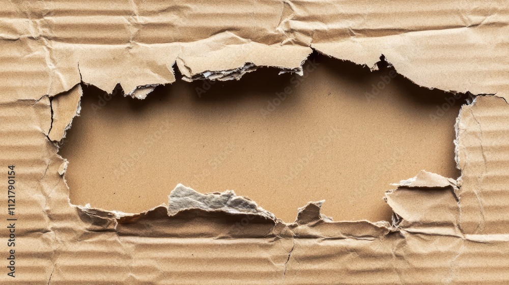 Aufkleber damaged cardboard texture with a ripped section revealing a smooth surface for creative backgrounds 