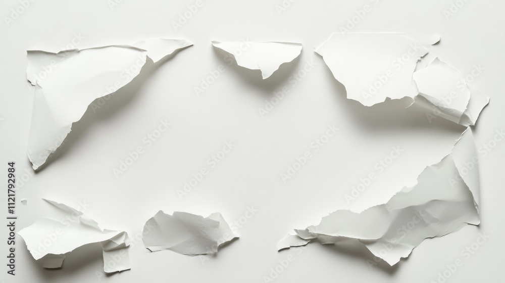 Aufkleber Torn note paper arranged in a frame with space for questions or ideas to fill in creatively