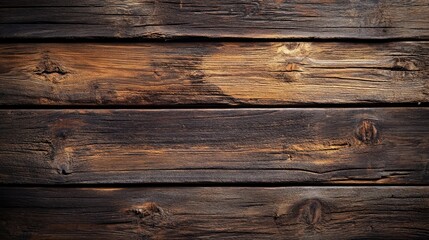 Obraz premium Deep brown stained hardwood planks with weathered texture perfect for rustic decor in furniture and flooring applications