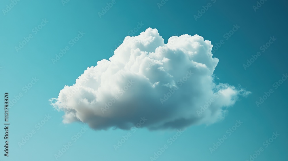 Fototapete conceptual representation of cloud technology in computing with a single fluffy cloud against a blue