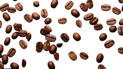 Obraz premium Roasted Coffee Beans Falling Dark Background Aroma Caffeine Energy Drink