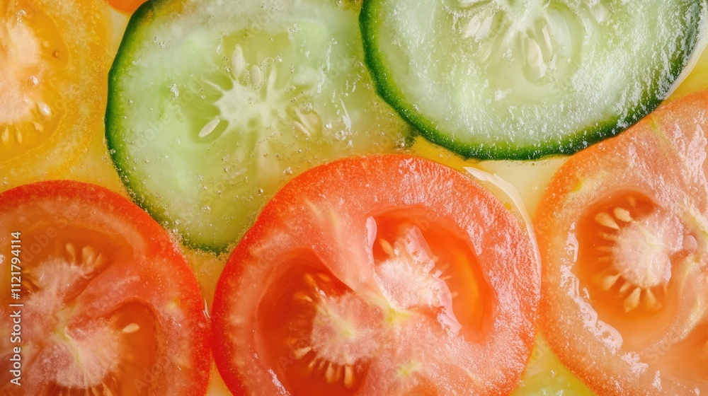 Poster fresh tomato and cucumber salad arranged in vibrant colors showcasing a healthy and appetizing dish 