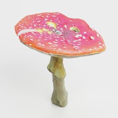 Realistic 3D Render of Fly Agaric Mushroom