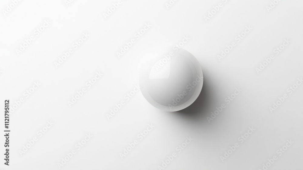 Poster minimalist top view of a glossy white light bulb against a clean white background design concept for