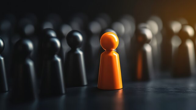 Diverse recruitment strategy highlighting unique candidate selection in a competitive job market with distinct colored figures.